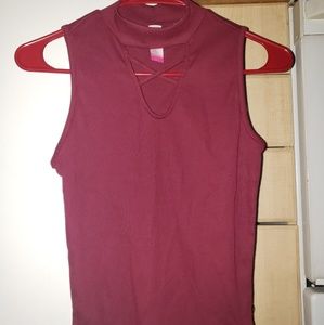 Tank top open chest, high neck